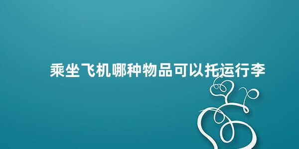 乘坐飞机哪种物品可以托运行李